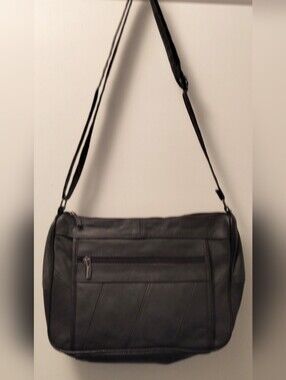 Chocolate Brown Leather And Faux Leather Mix Crossbody Or Shoulder Bag